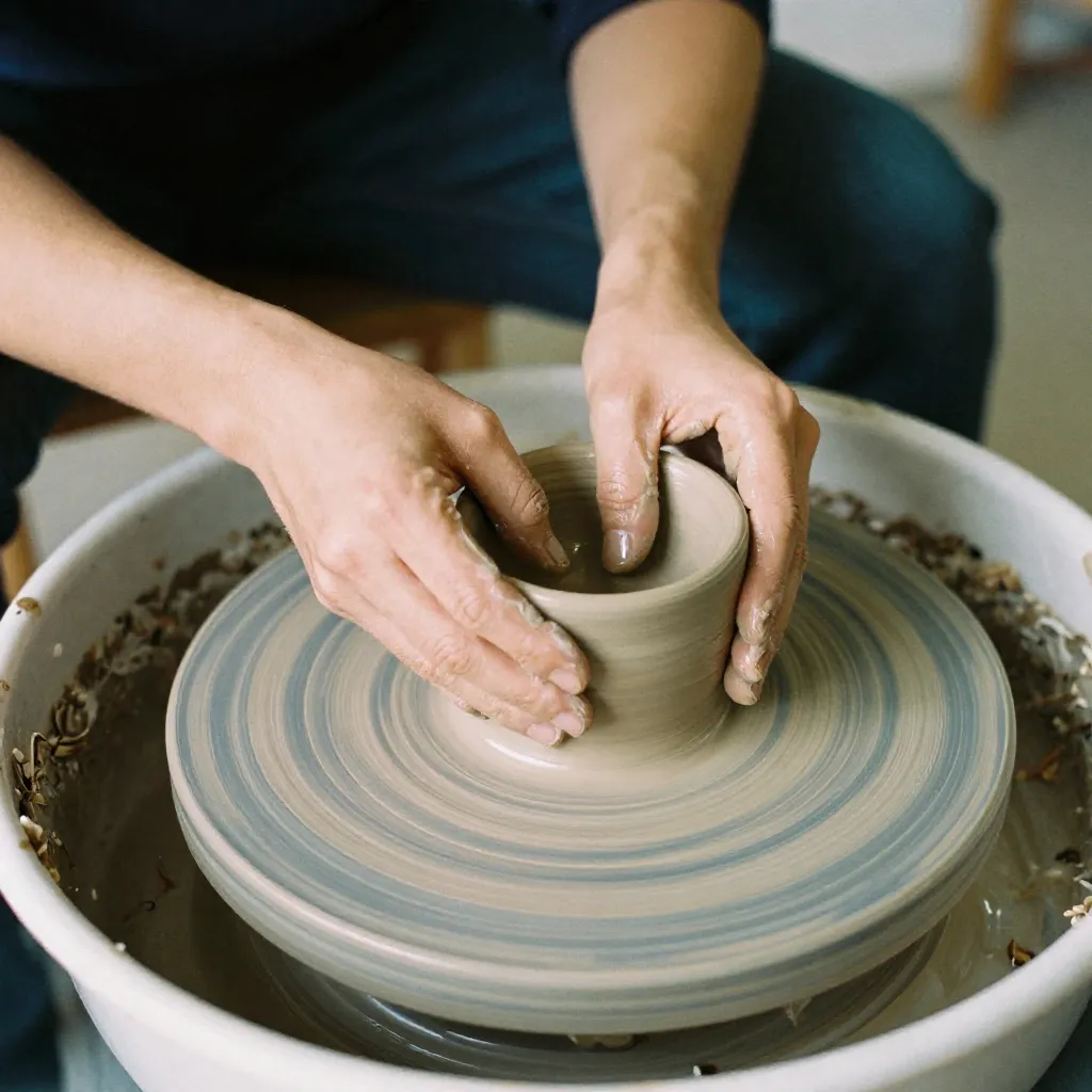 Serene pottery session